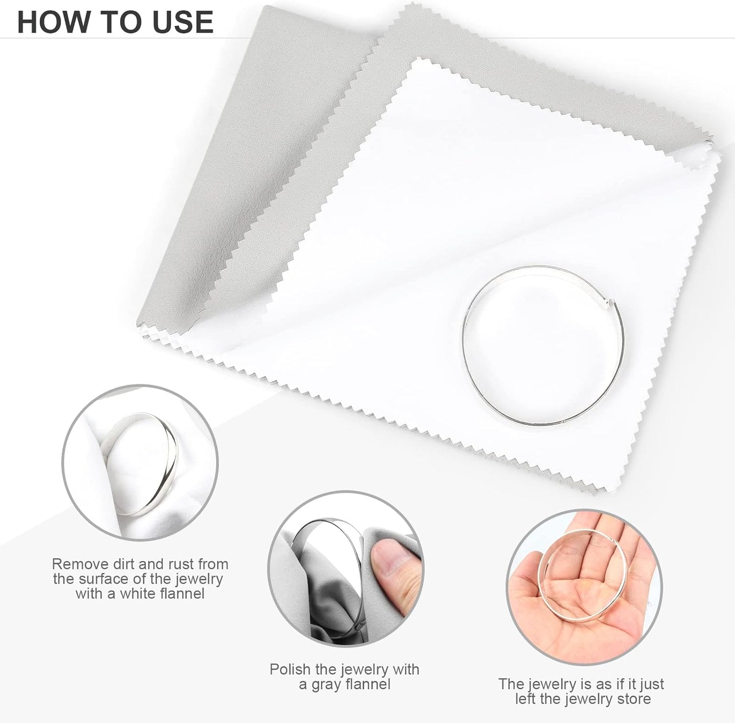 Jewelry Cleaning and Polishing Cloth, 100% Pure Cotton Silver Polishing Cloth for Sterling Silver &