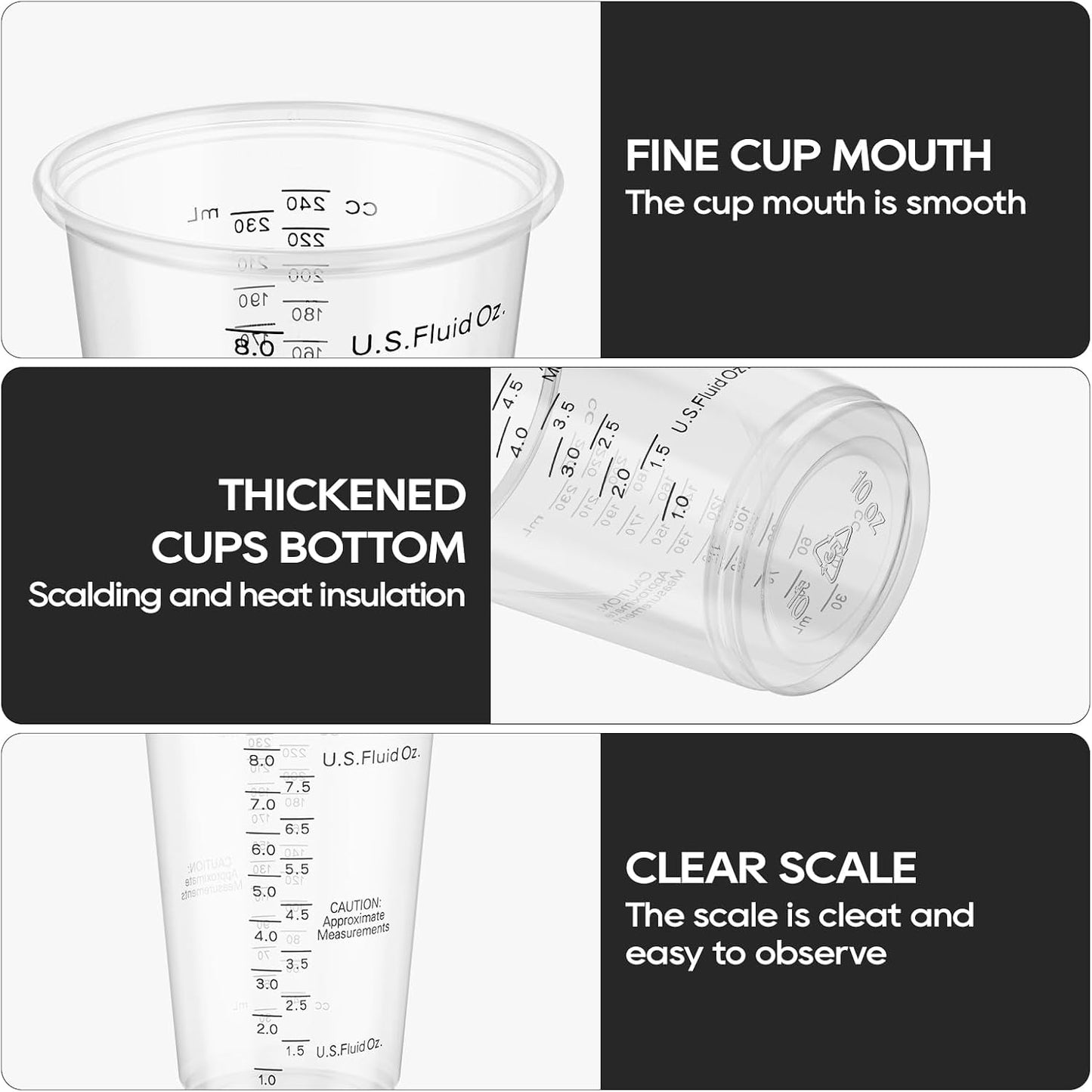 Turbo Bee Plastic Measuring Cups 8OZ,100 PACK Disposable Mixing Cups with 100 Mixing Sticks,Paint