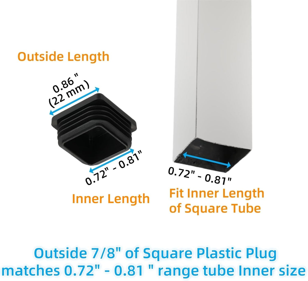 Furnigear Plastic Plugs Tubing End Cap Chair End Caps Outside Bottom Tubing Caps Square Furniture