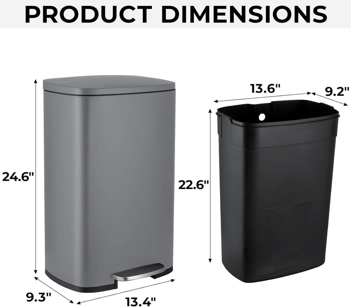 8 Gal Kitchen Trash Can, 30L Recycling or Garbage Bin, Brushed Stainless Steel Waste Basket