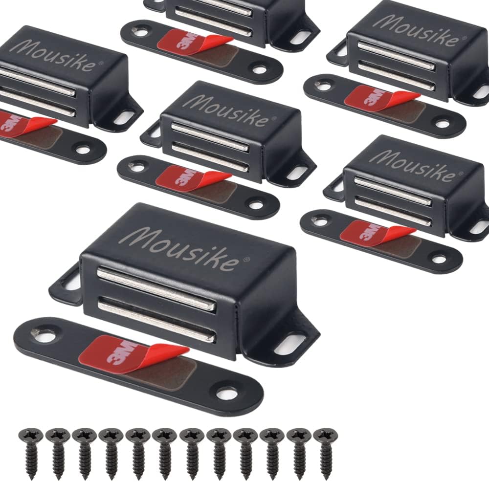 Mousike Cabinet Magnets 30lb Black Door Magnets with Strong Magnetic for Kitchen Cupboard Wardrobe