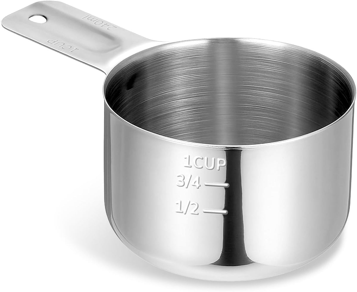 Stainless Steel Measuring Cup, 1 Cup Rice Measuring Cups (8 oz | 240 ml), Single Measure Cups