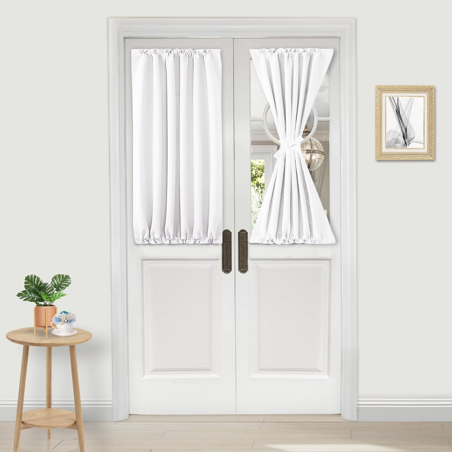DWCN French Door Curtains – Rod Pocket Thermal Curtain for Doors with Glass Window, Kitchen and