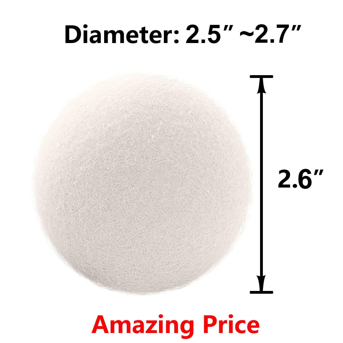 Otylzto Wool Dryer Balls 6-Pack, Drying Balls for Laundry,Reusable As Natural Fabric Softener