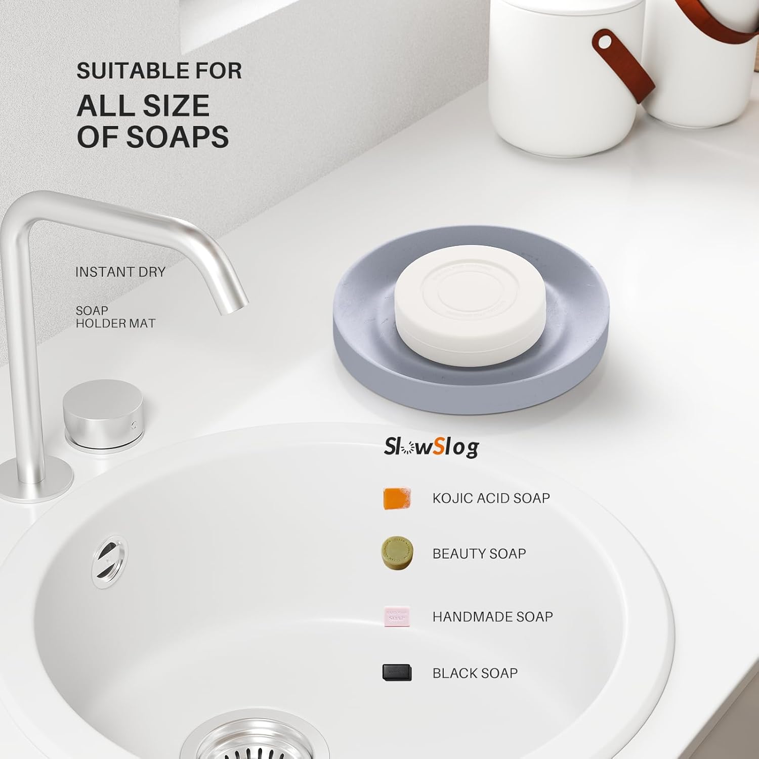 Diatomite Soap Dish, 2 Pack Water Absorbent Stone Soap Dish Holder, Quick Dry Diatomaceous Earth