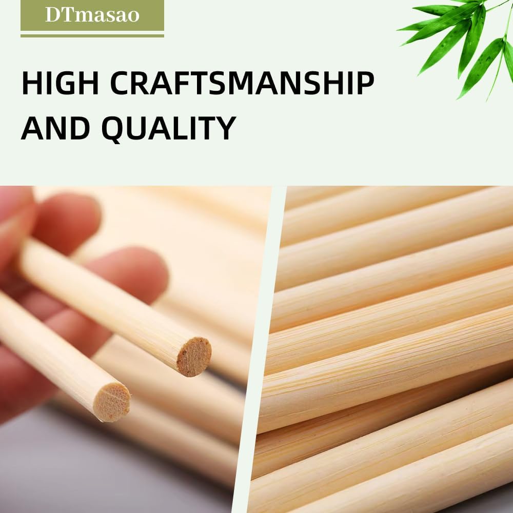 1/4 x 6 Inch 50 PCS Dowel Rods Wood Sticks Wooden Dowel Rods - Unfinished Bamboo Sticks - for