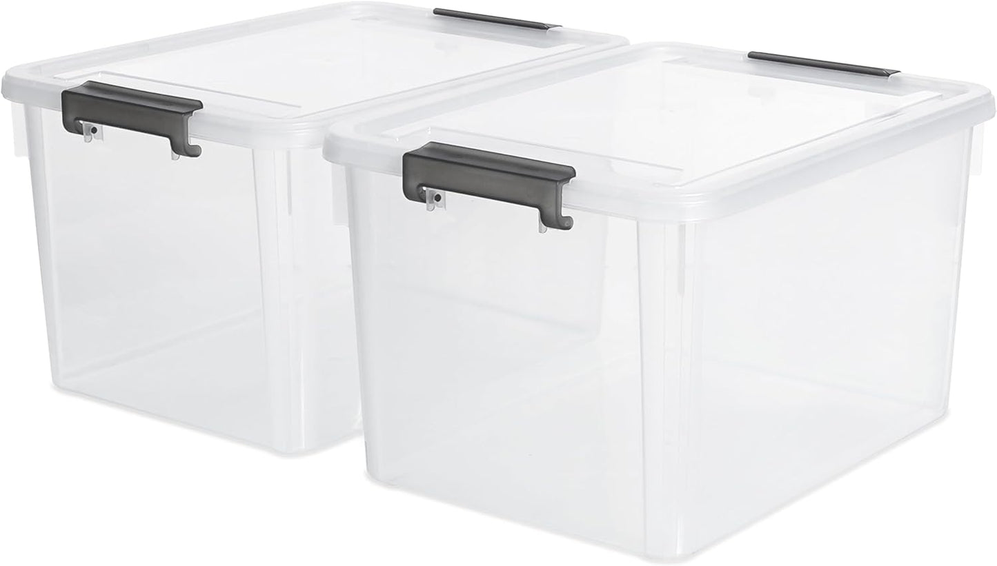 Citylife 32 QT Plastic Storage Bins with Latching Lids Stackable Storage Containers for Organizing