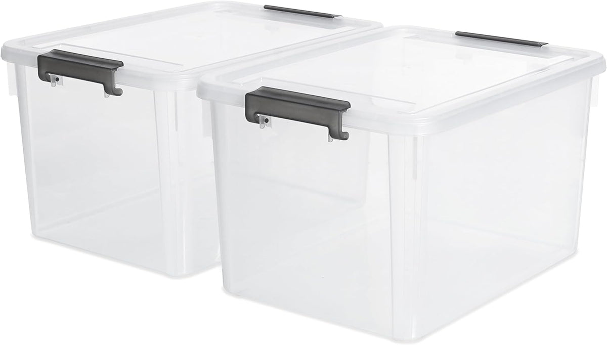 Citylife 32 QT Plastic Storage Bins with Latching Lids Stackable Storage Containers for Organizing