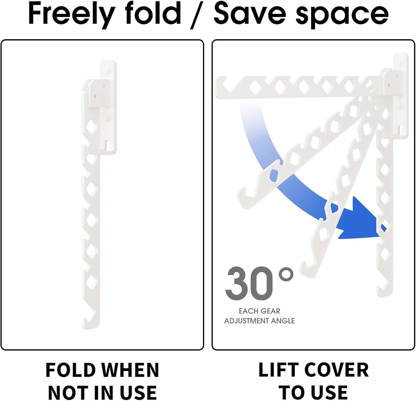 Wall Mounted Clothes Drying Rack, Wall Clothes Hanger Hook for Laundry Room, Clothes Hanger