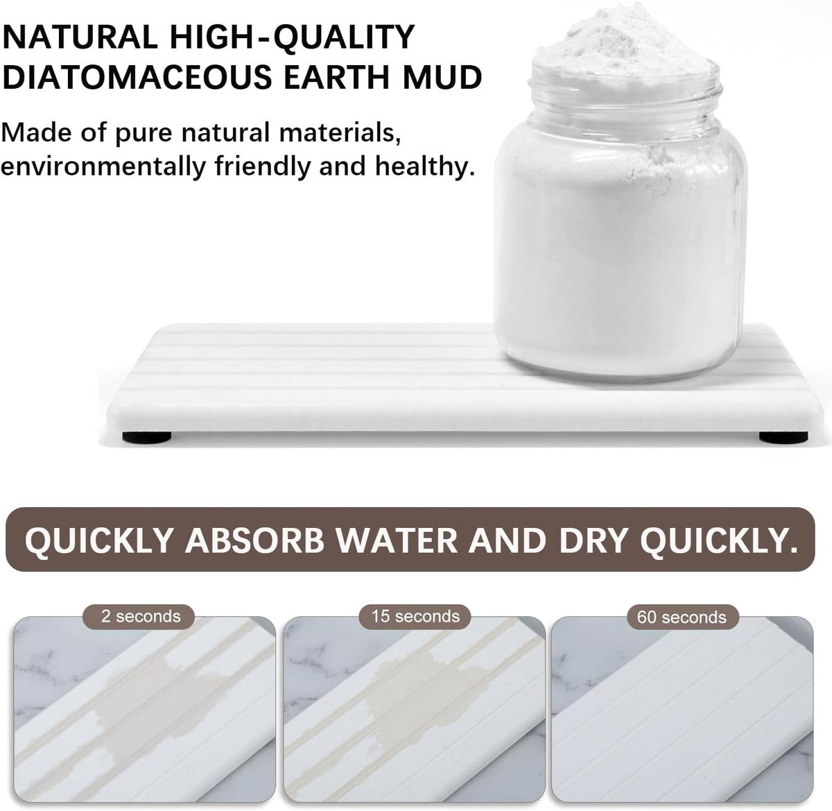3PCS Stone Drying Tray, Stones Soap Trays, Water Absorbing Stone Tray for Sink, Fast Dry Diatomite