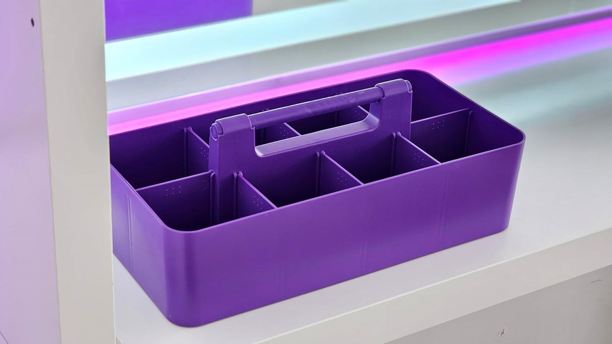 2 PACK Portable DIY 8 Dividers Durable Plastic Tote Tool & Supply Cleaning Caddy with Handle Made