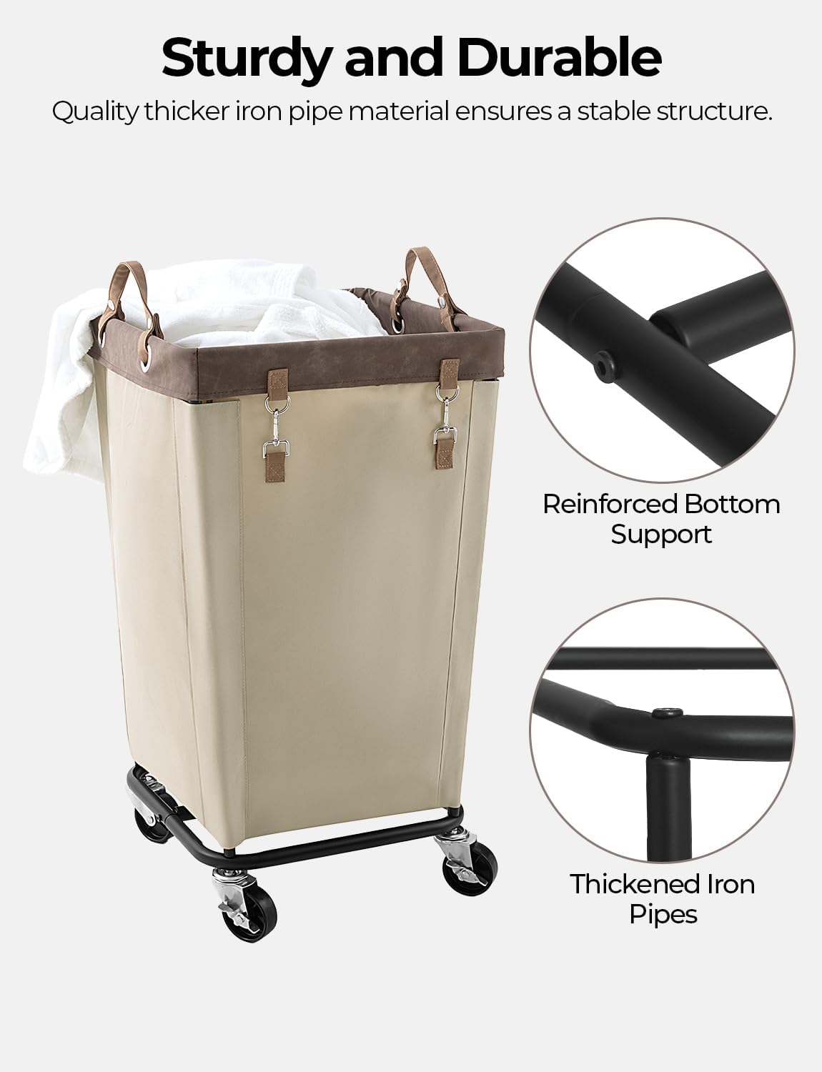 StorageWorks 160L Laundry Basket with Wheels, Large Rolling Hampers for Clothing Organizer, Dirty