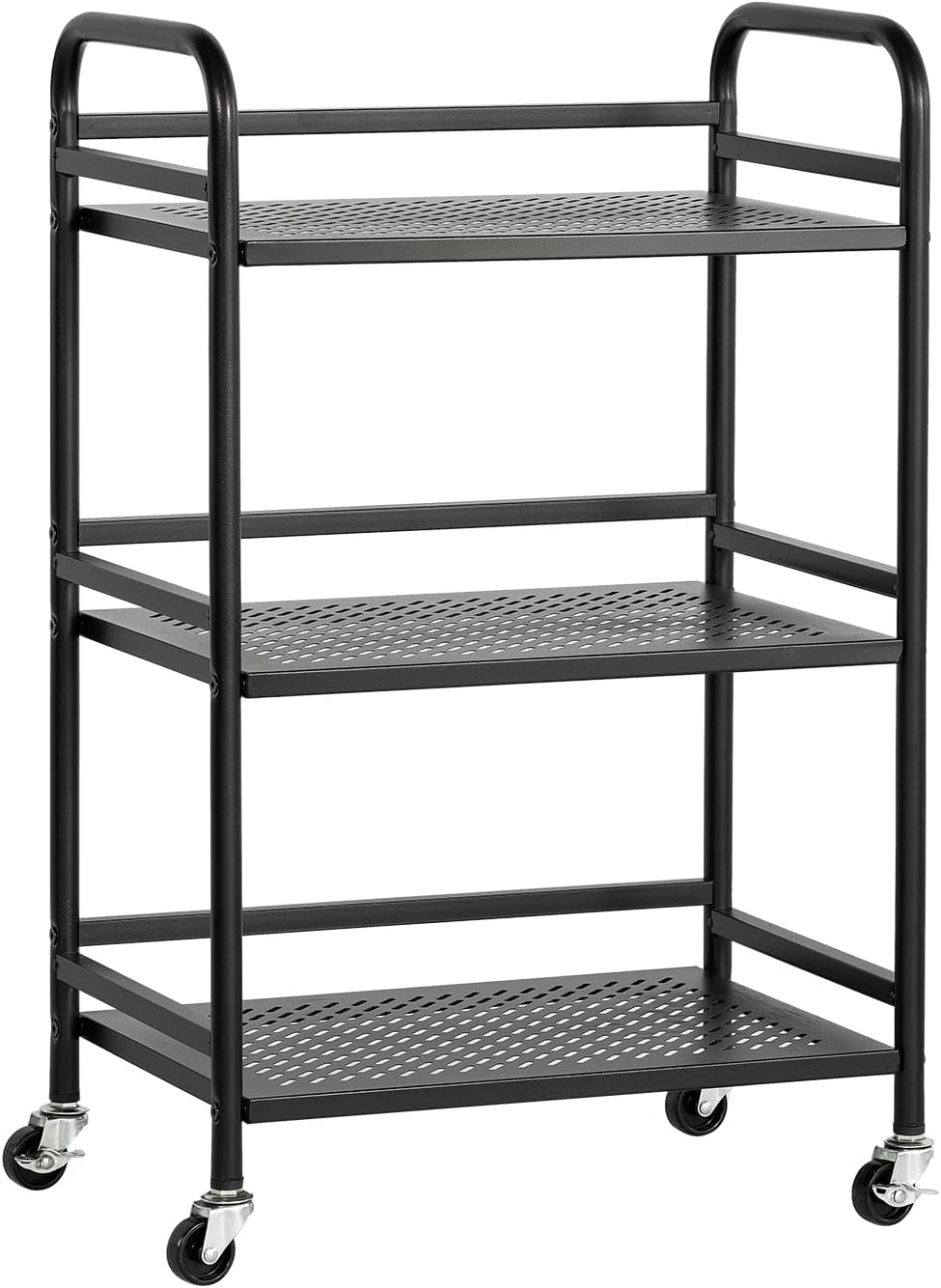 HDANI 3 Tier Rolling Cart,Heavy Duty Multifunctional Metal Frame-Supports 22 Lbs Per Tier,Rolling