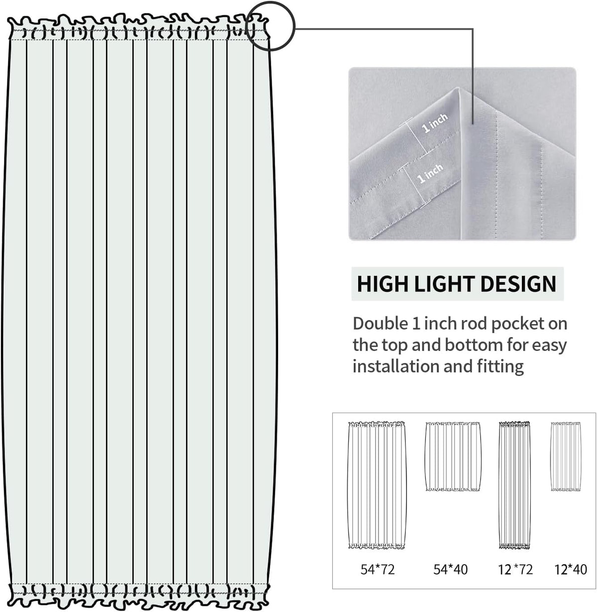 DWCN French Door Curtains – Rod Pocket Thermal Blackout Curtain for Doors with Glass Window