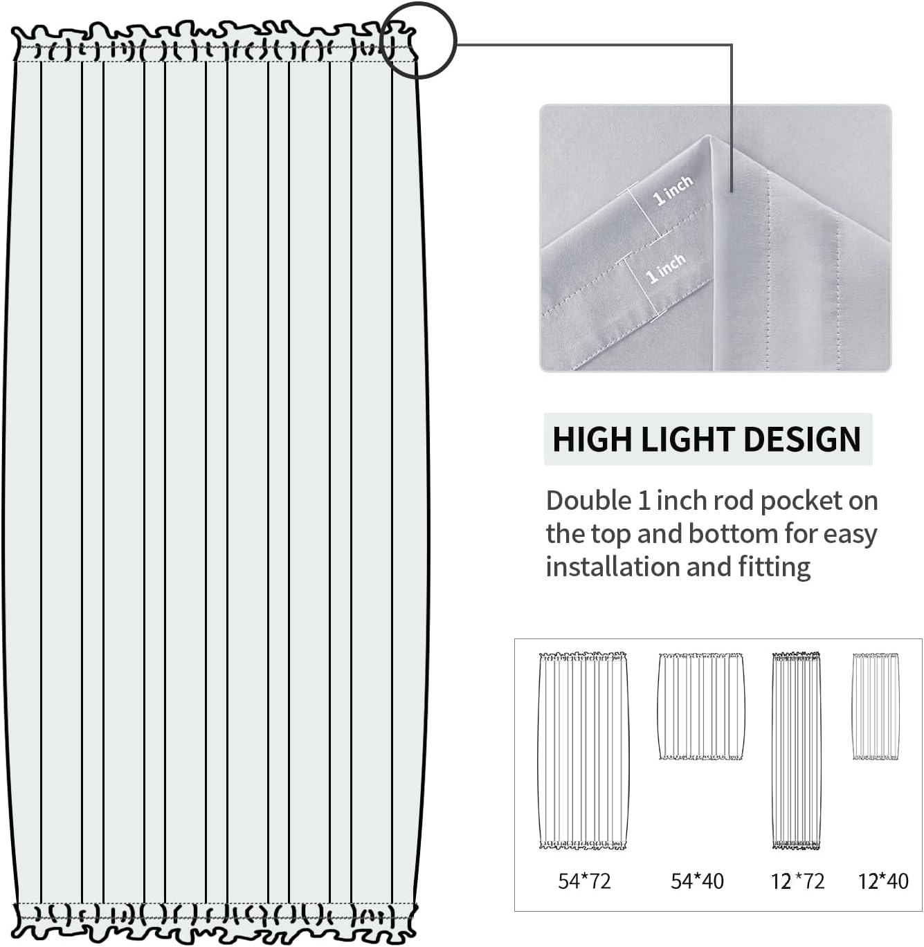 DWCN French Door Curtains – Rod Pocket Thermal Blackout Curtain for Doors with Glass Window