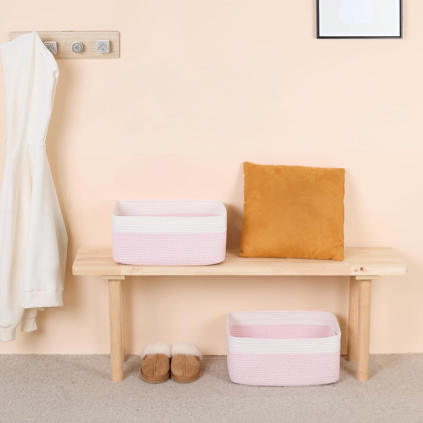 Large Storage Baskets for Shelves, Closet Organizers Bins for Clothes Blanket Towels, Baby Nursery