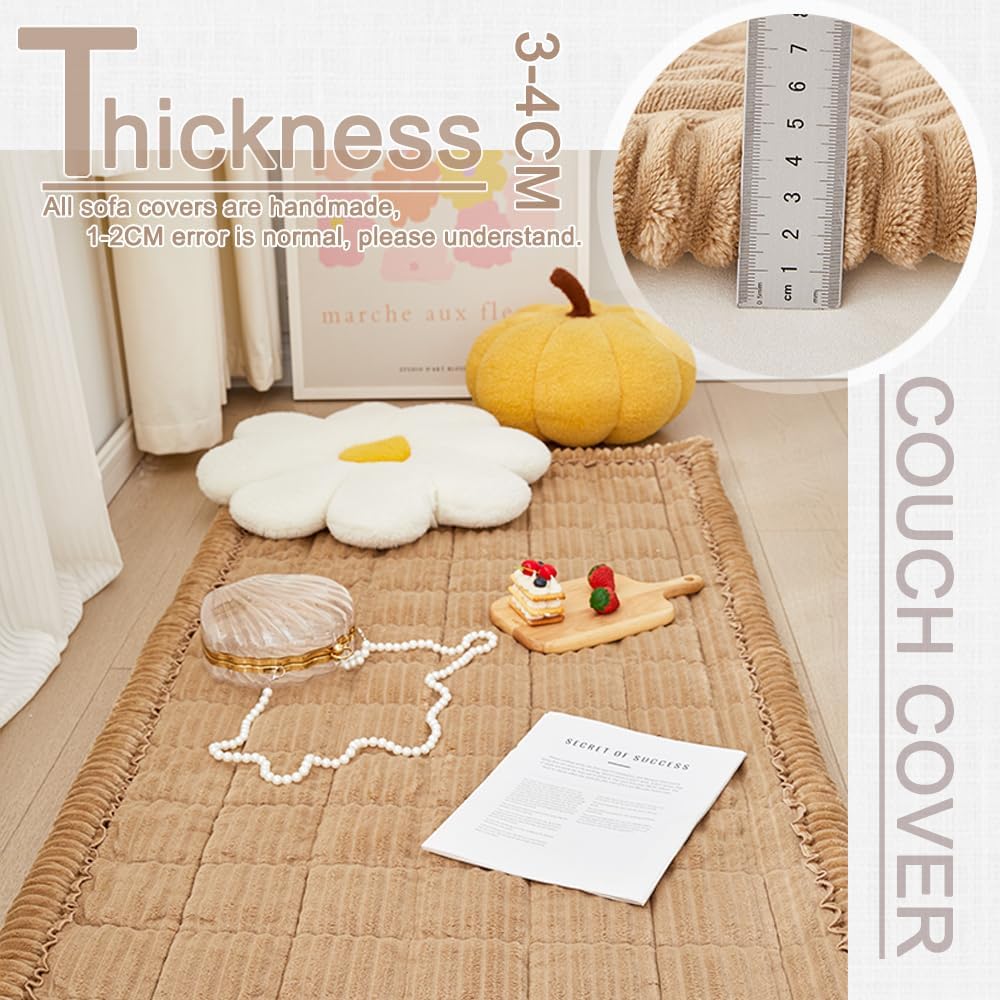 Couch Cover for Dogs Washable, Fuzzy Pet Couch Covers for 3 Cushion Sofa Pet Friendly, Non Slip