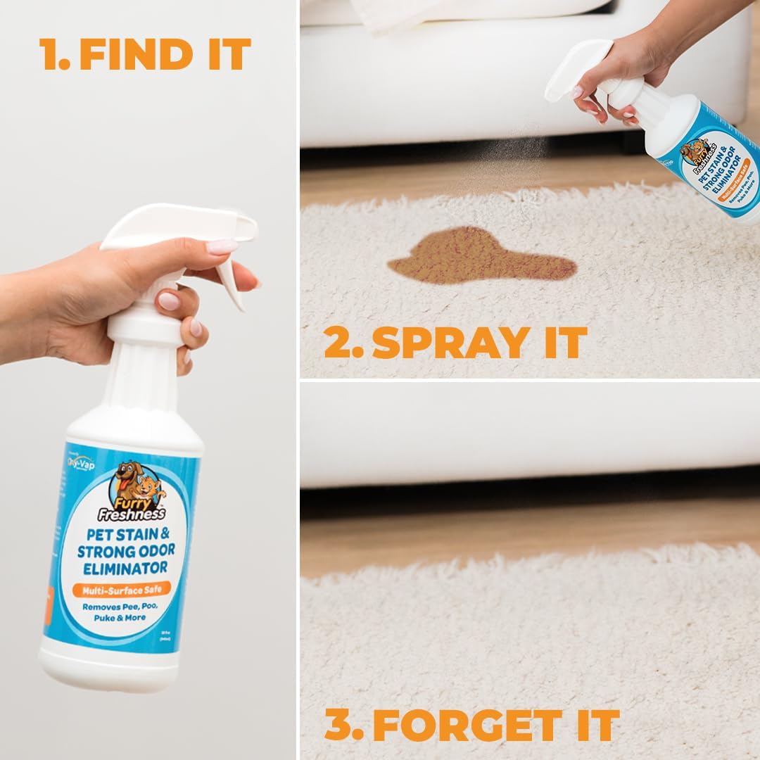 FurryFreshness Extra Strength Cat or Dog Pee Stain & Permanent Odor Remover + Smell Eliminator