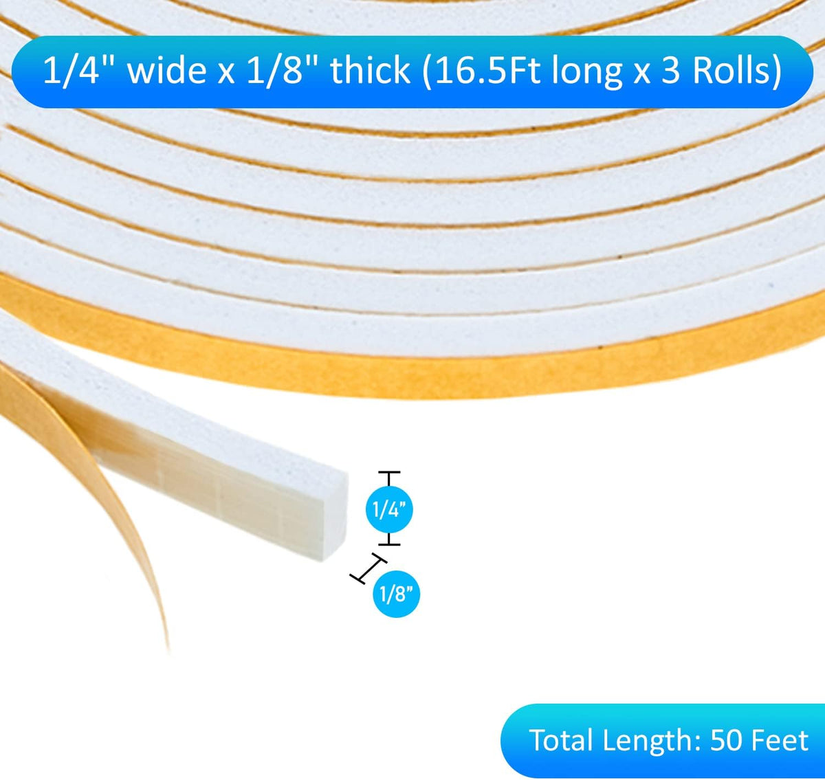 High Density Foam Weather Stripping Door Seal Strip Insulation Tape Roll for Insulating Door Frame