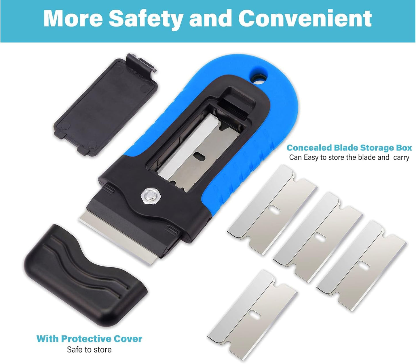 Gomake Razor Blade Scraper Tool with Blade Storage Container, Glass Cooktop Stove Scraper with