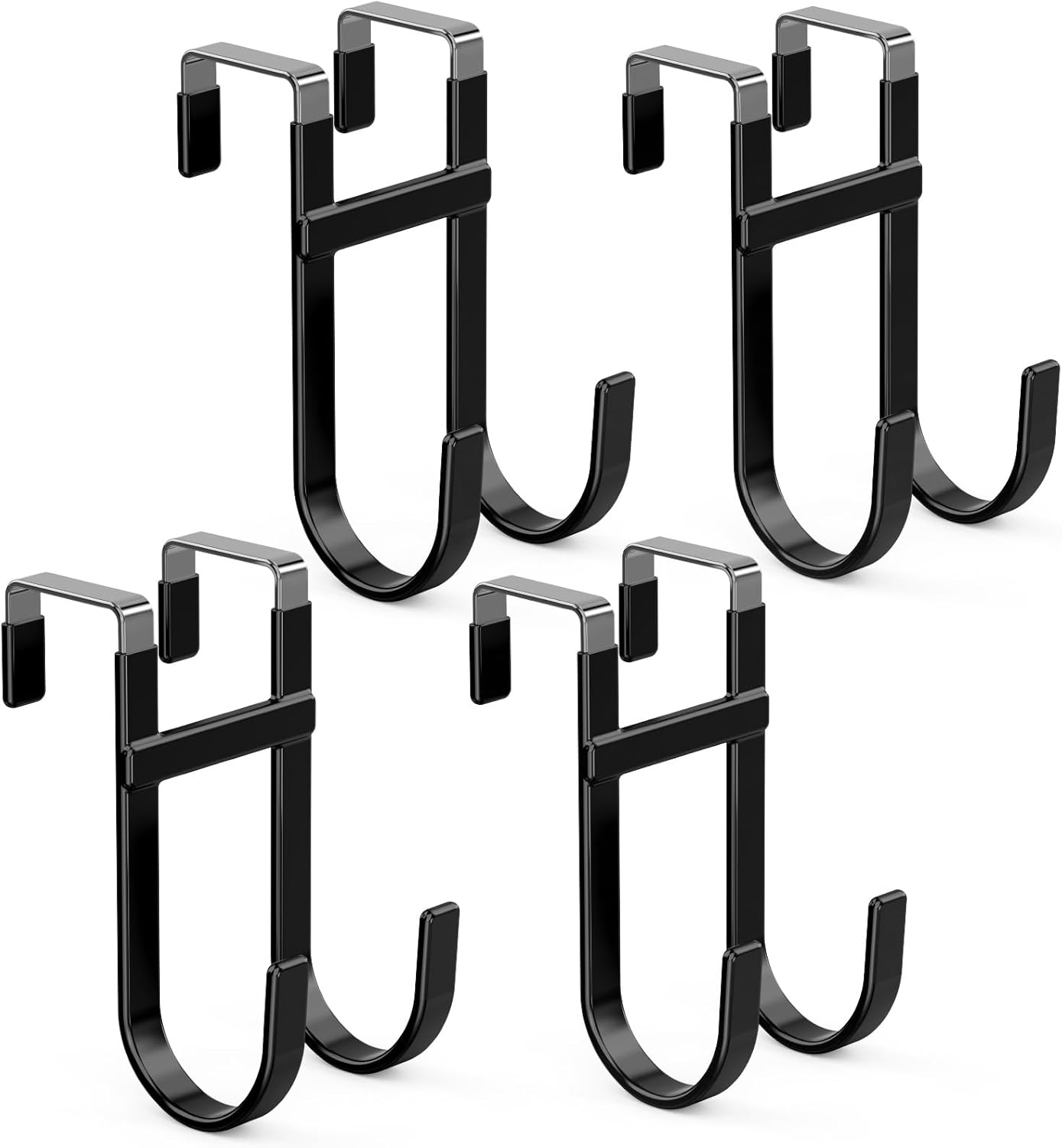 FYY Over The Door Hooks - 4 Pack Heavy Duty Dual-Hook Organizer Hanger with Non-Slip Rubber for