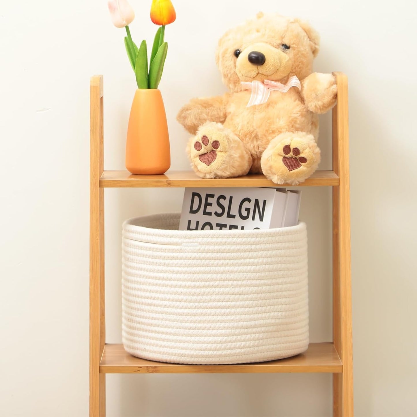 Small Basket for Organizing | Cube Shelf Closet Storage Baskets | 9.7×9.7×7.1” | Woven Rope Gift