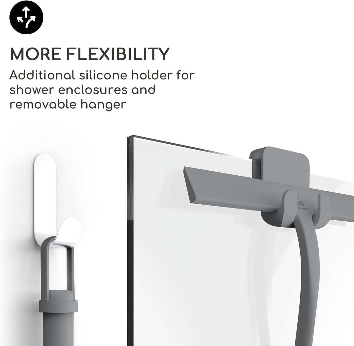 GÜTEWERK Shower Squeegee for Glass Doors, Silicone Window Squeegee, Bathroom and Glass Cleaning