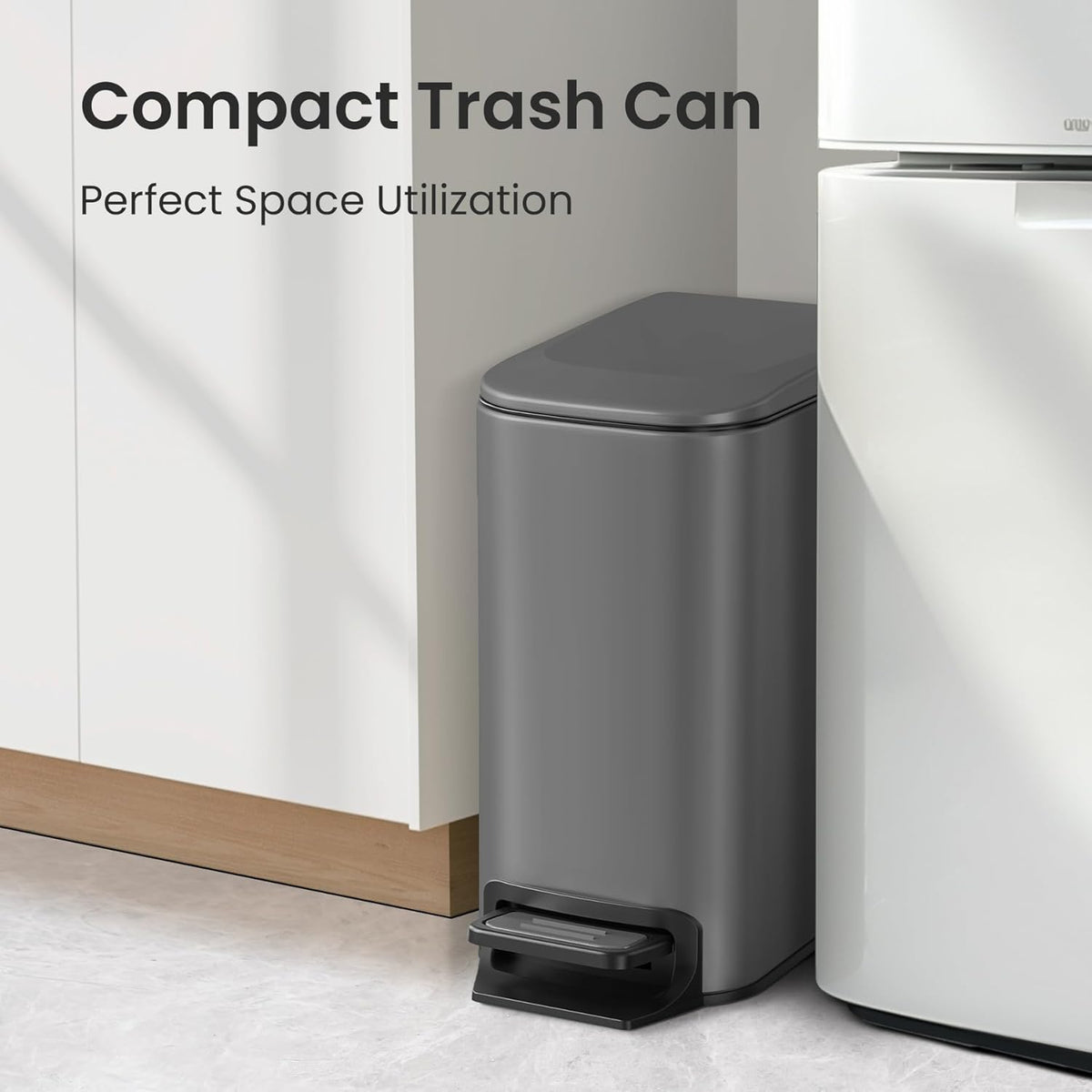 Cesun Small Bathroom Trash Can with Lid Soft Close, Step Pedal, 6 Liter / 1.6 Gallon Stainless
