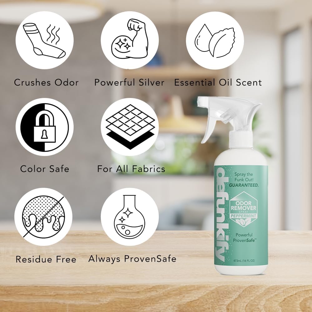 Odor Remover Spray, 16oz (2-Pack). 'Peppermint' Essential Oil Odor Eliminator for Strong Odors on