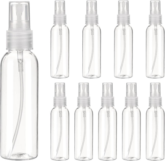 uxcell 10Pack Spray Bottles, 2Oz/60ML Reusable Clear Empty Mist Plastic Mini Travel Bottle