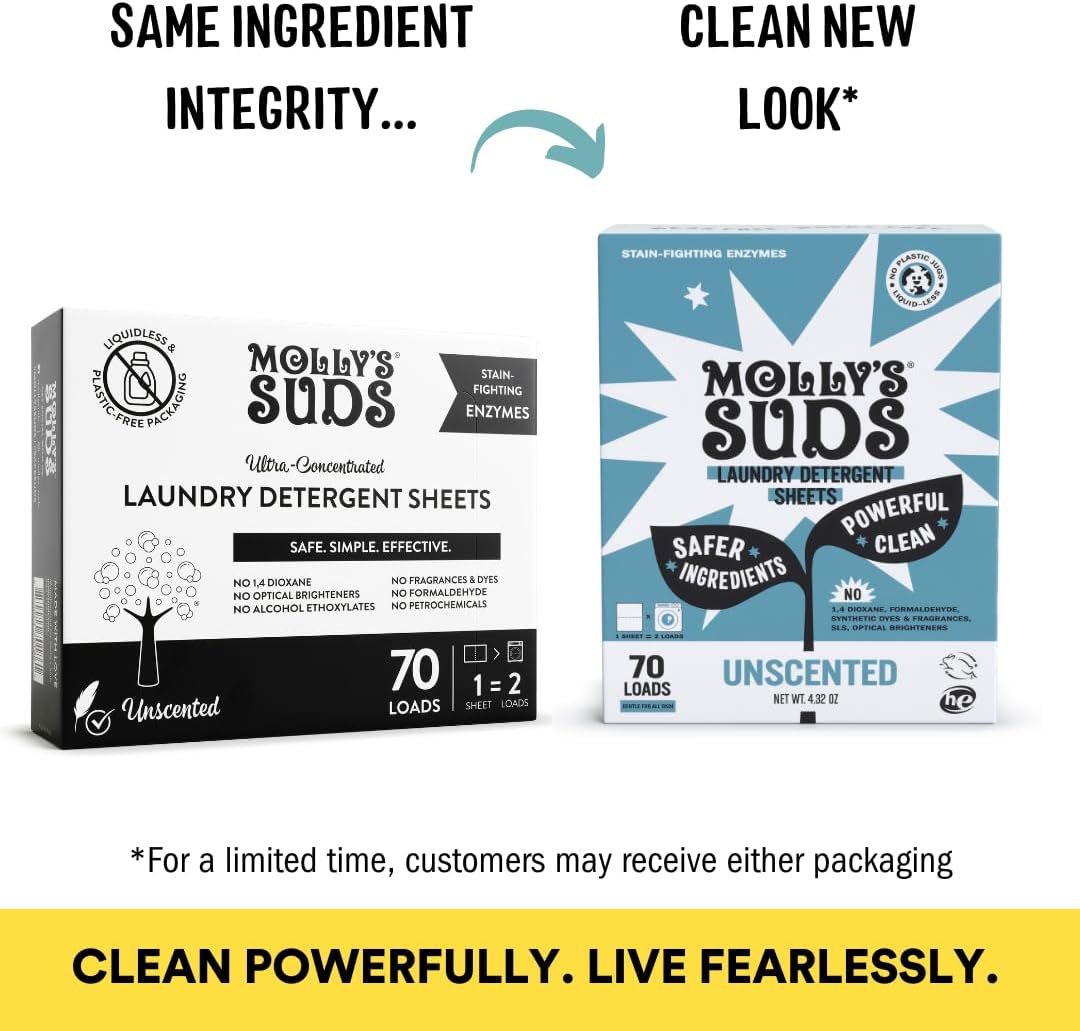 Molly’s Suds Laundry Detergent Sheets | Gentle on Sensitive Skin, Powerful Bio-Based Enzymes