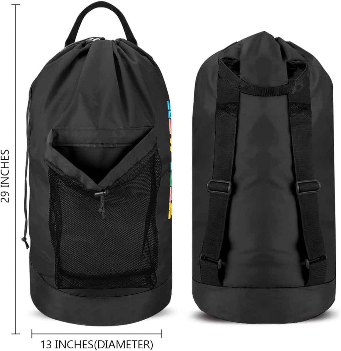 Dalykate Backpack Laundry Bag, Laundry Backpack with Shoulder Straps and Mesh Pocket Nylon Clothes