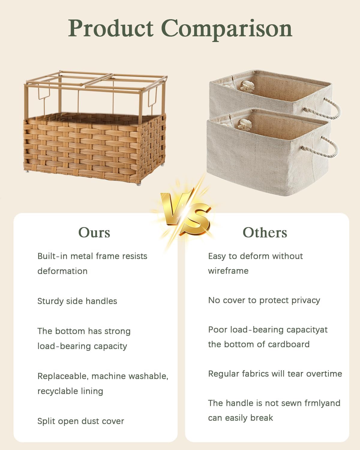Storage Basket with Lid Woven Wicker Baskets with 2 Separate Lid, 9.2 Gallon (35 L) Wicker Storage