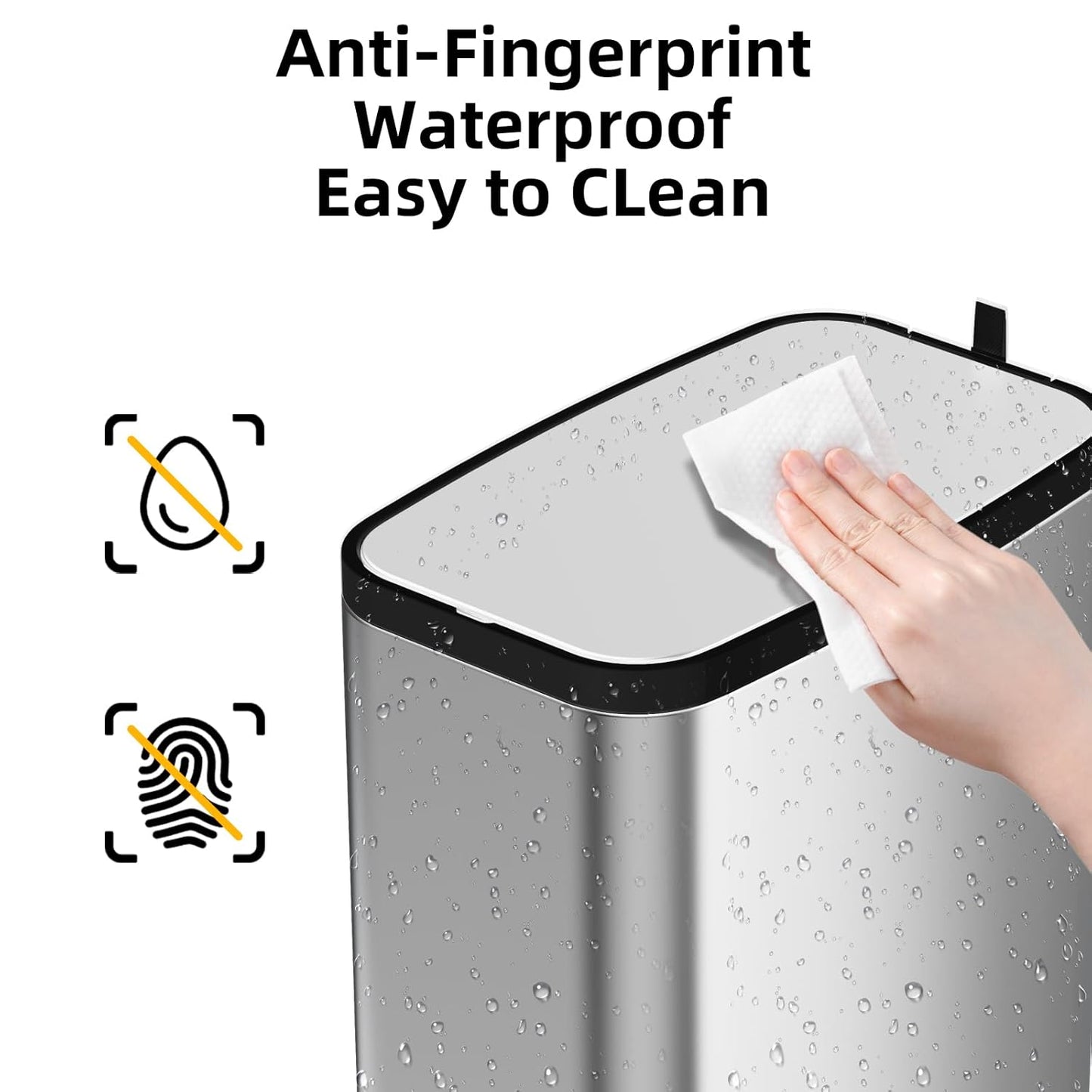 Stainless Steel Bathroom Trash Can with Lid Soft Close,1.6 Gallon Slim Garbage can,Small Metal Step
