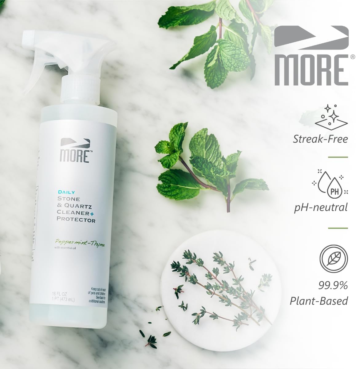 MORE Stone & Quartz Cleaner + Protector - Water Based Formula for Natural Stone and Quartz Surfaces