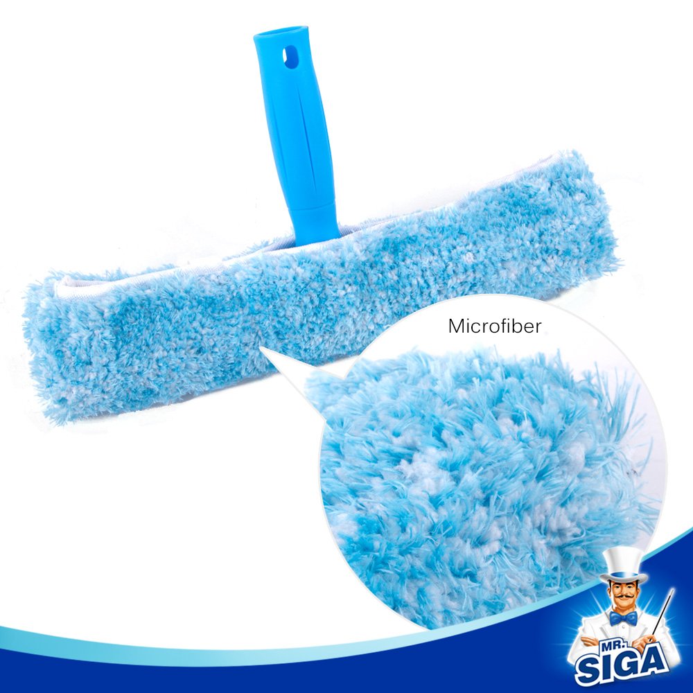 MR.SIGA Professional Window Squeegee & Microfiber Window Scrubber, 10 inch
