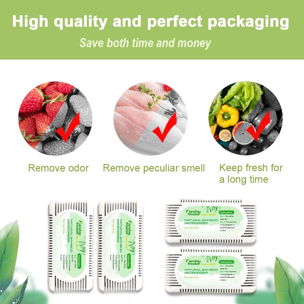 4Packs Fonday Refrigerator Deodorizer Odor Eliminator for Fridges Freezers Coolers Lunch Boxes