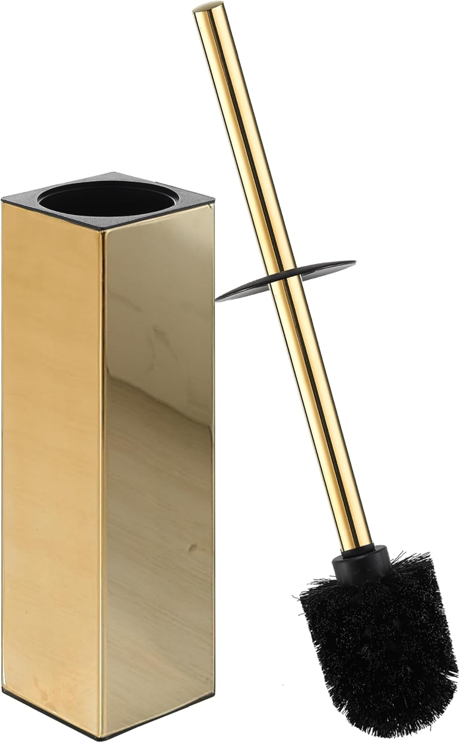 BGL Square Toilet Brush with Holder,Stainless Steel Rubber Painted Toilet Bowl Brush and Holder for
