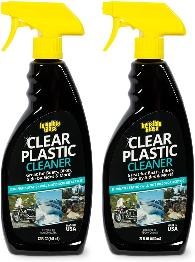 Invisible Glass 92084-2PK Clear Plastic Cleaner for Cars, Motorcycles, RVs, Boats, Helmet Visors