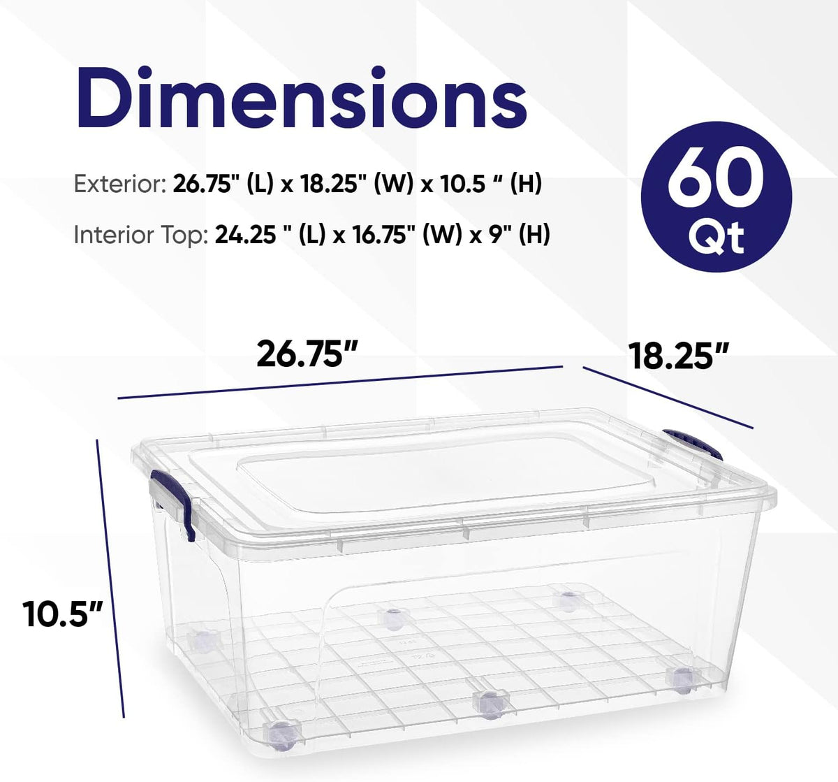 Superio Storage Bins with Lids, Clear Plastic Containers for Organizing, Stackable Totes, BPA Free