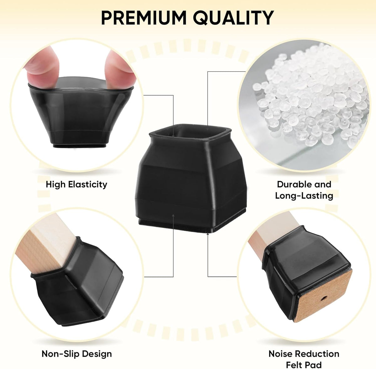 BALEINE 16 Pack Silicone Chair Leg Floor Protectors, Stool Leg Protectors Cap, Non-Slip Chair Leg