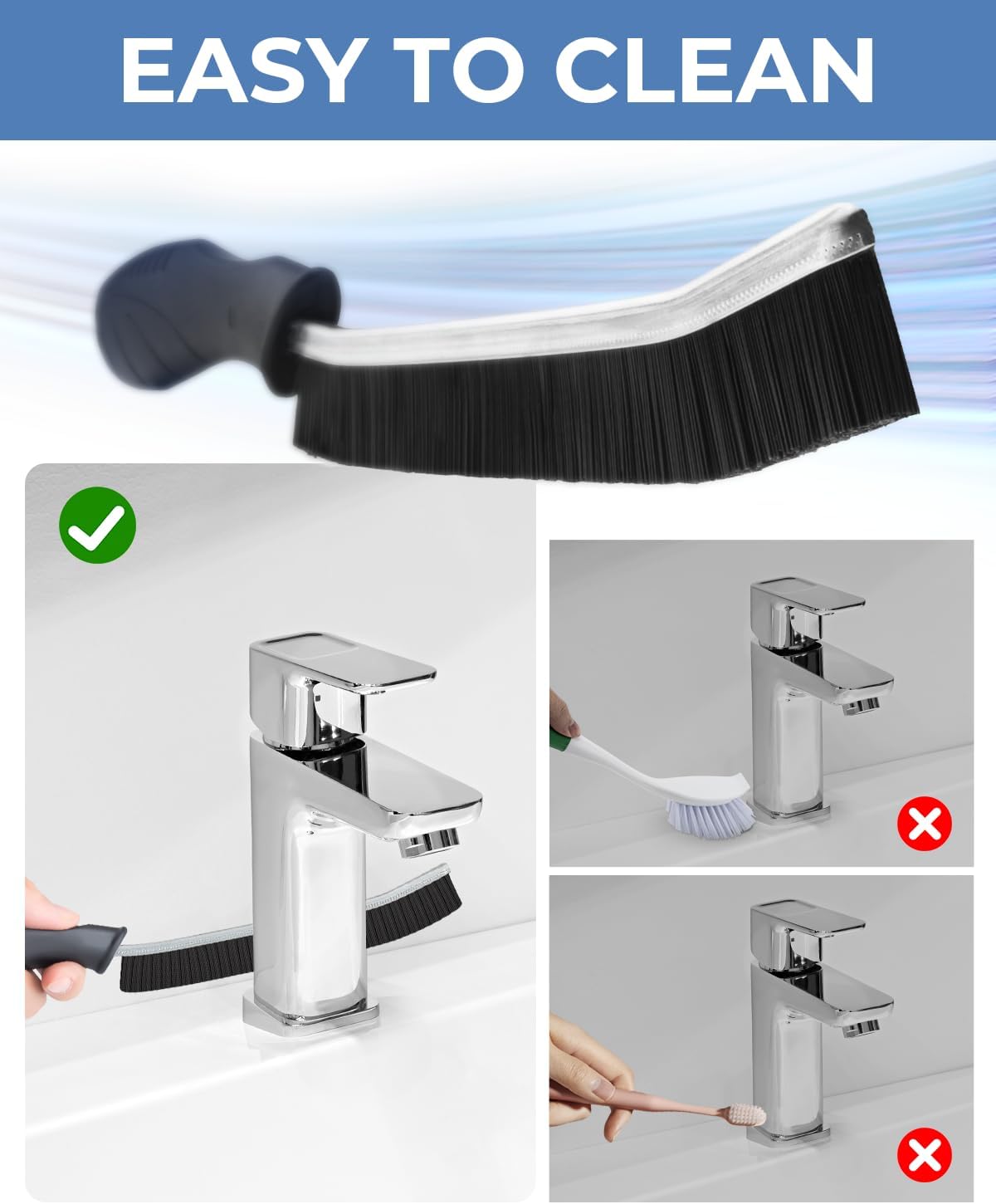 Crevice Cleaning Brushes, Cleaner Scrub Brush Tool for Hard to Reach Tight Space, Home Essentials