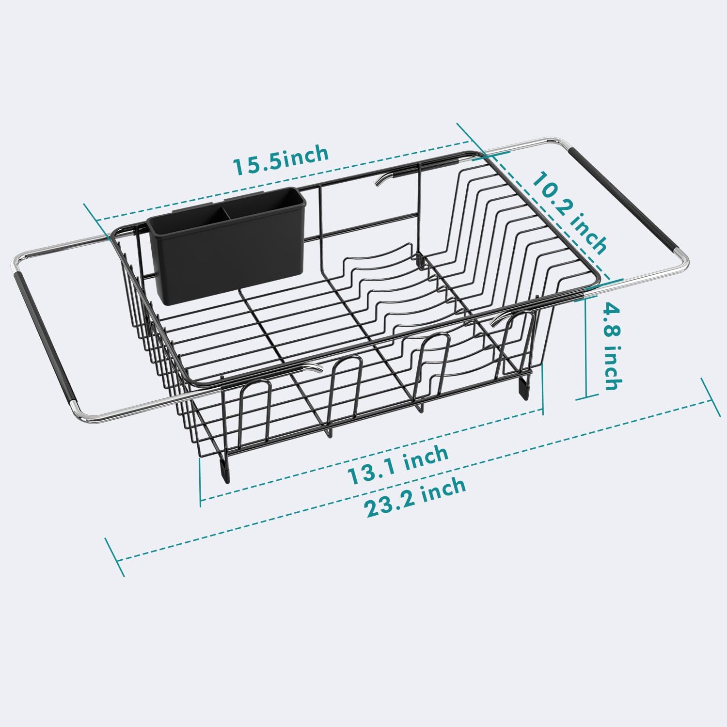 JASIWAY Dish Drying Rack in Sink, Over The Sink Colander Strainer Basket, Stainless Steel Strainer