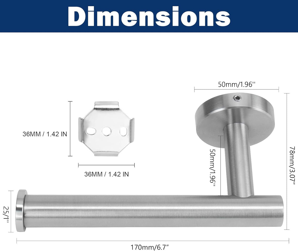 NearMoon Bathroom Toilet Paper Holder, Premium SUS304 Stainless Steel Rustproof Wall Mounted Toilet