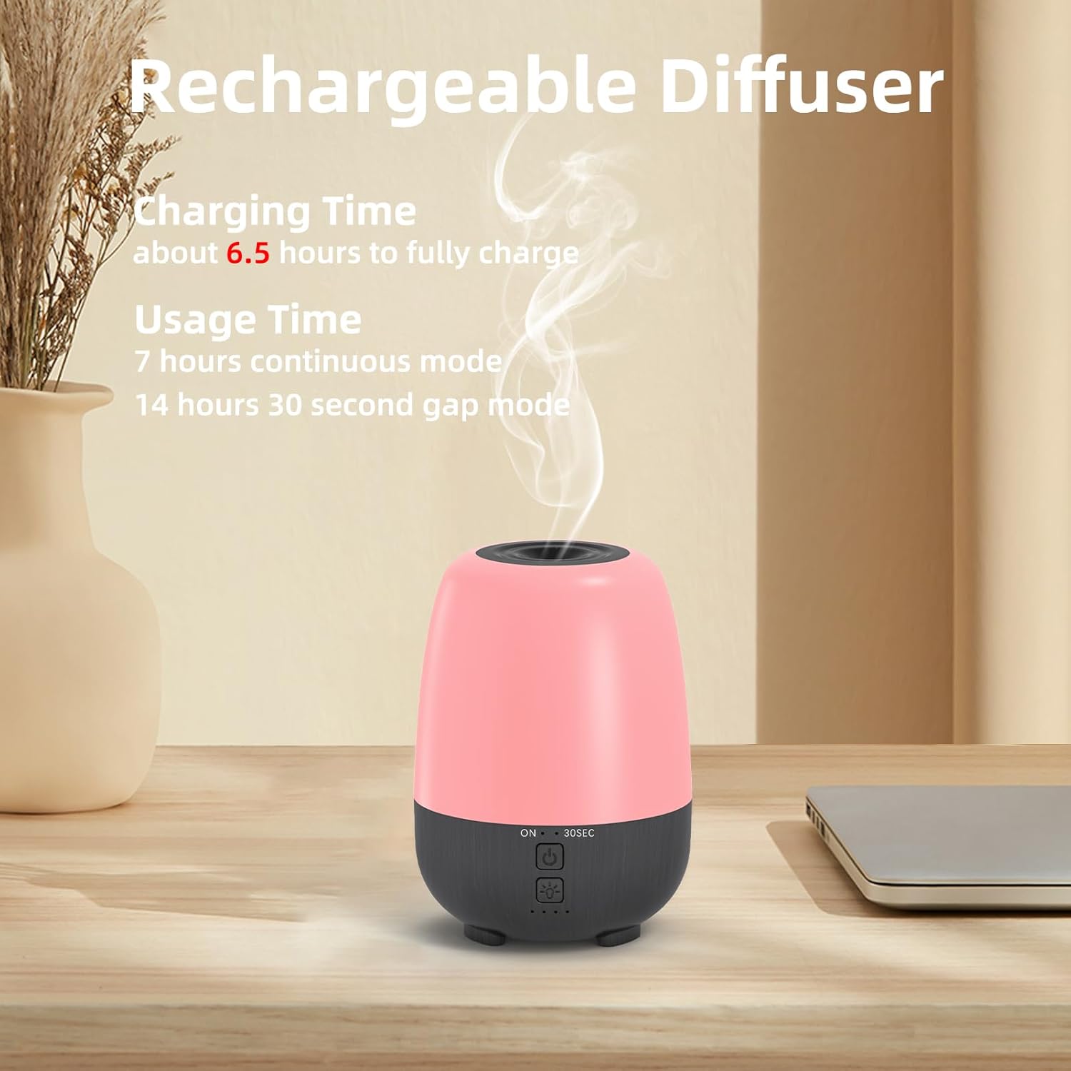 150ML Rechargeable Battery Operated Essential Oil Diffuser, Portable Cordless Aromatherapy