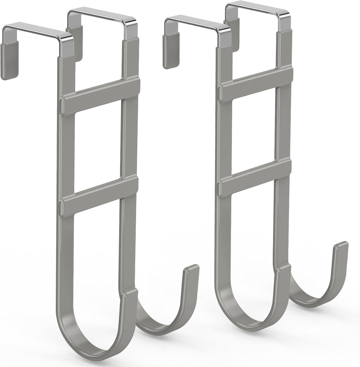 FYY Over The Door Hooks - 2 Pack Heavy Duty Dual-Hook Organizer Hanger with Non-Slip Rubber for