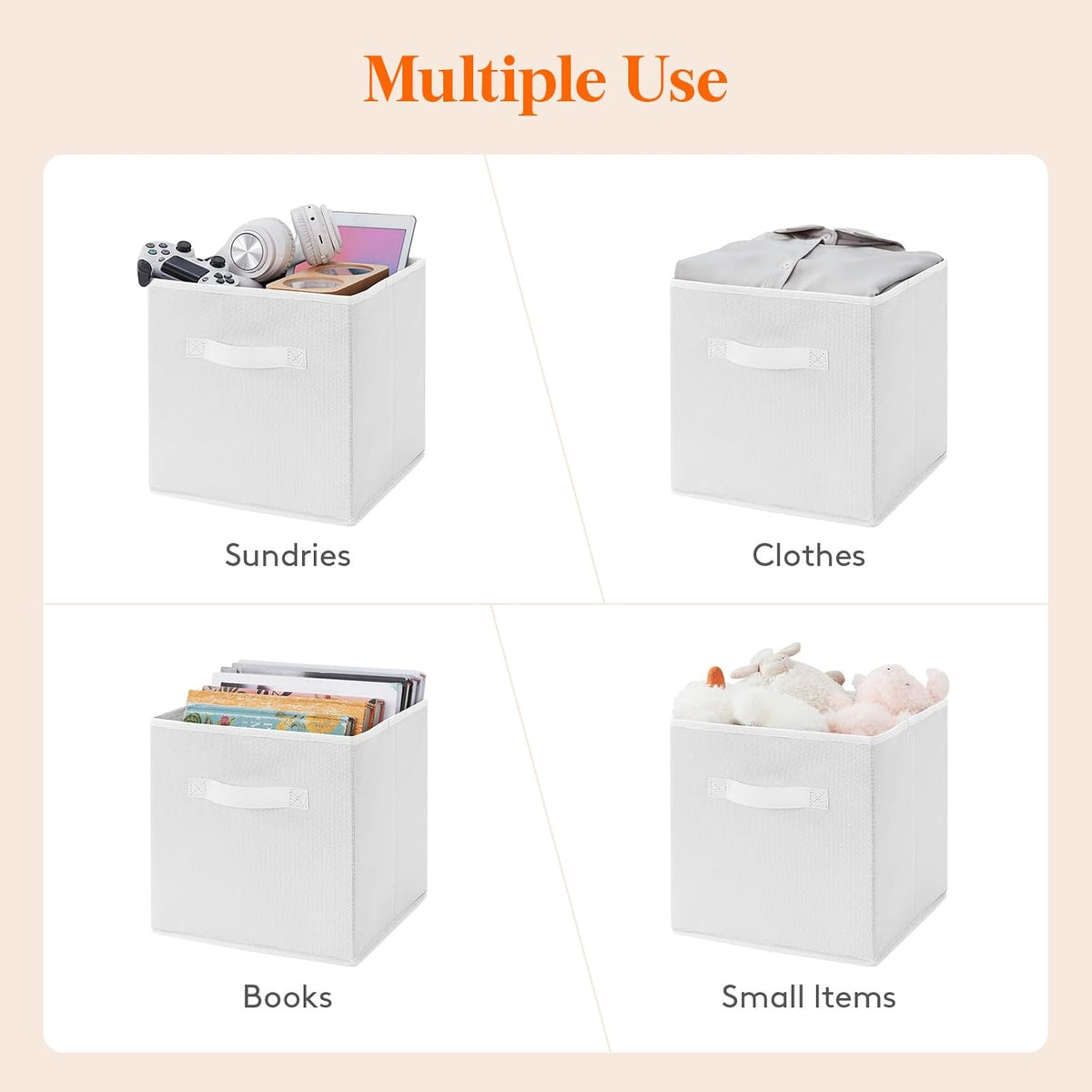 Lifewit Collapsible Fabric Storage Cubes Bins Set 11 Inch, Foldable Cubby Organizers Boxes, 6 Pack