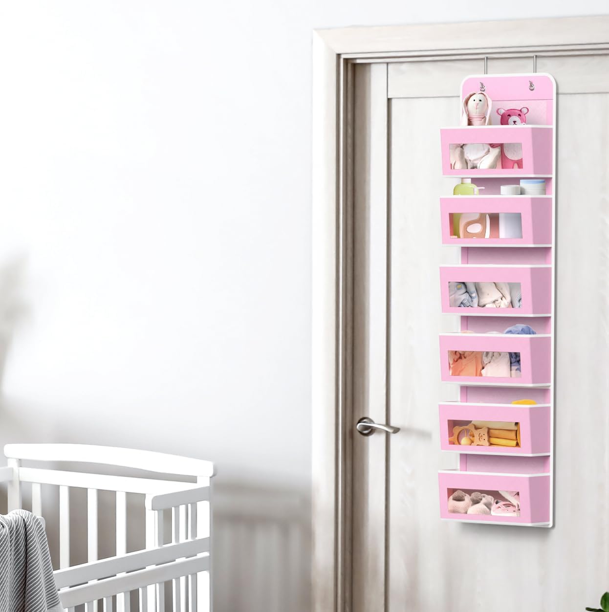 Simple Houseware 6 Clear Window Pocket Over Closet Door Storage Hanging Organizer for Bedroom