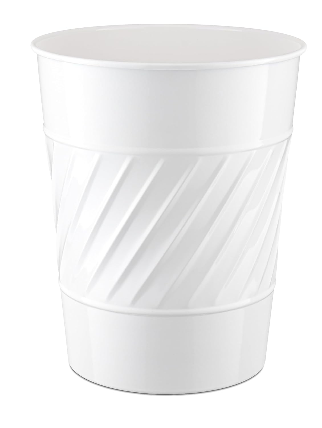 Monarch Abode White Handcrafted Wave Embossed Metal Wastebasket for Home Office Bedroom, Decorative
