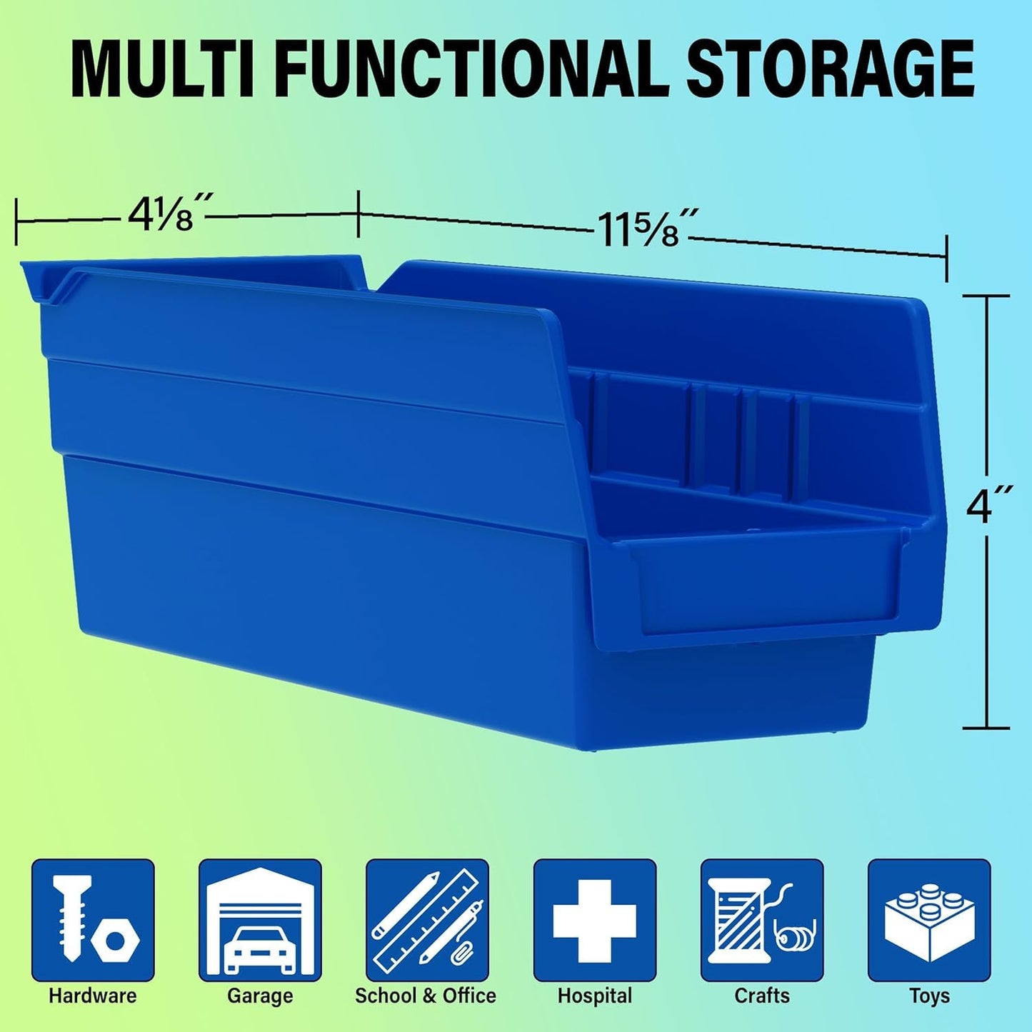 Akro-Mils 30120 Plastic Shelf Bins, Heavy Duty Storage Bins for Garage, Closet, and Drawer